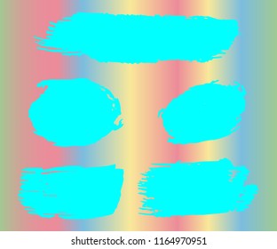Collection of hand drawn turquoise grunge brushes. Vector Grunge Brushes. Dirty Artistic Design Elements. Creative Design Elements. Rainbow background. Distress Frame, Logo, Banner, Wallpaper.