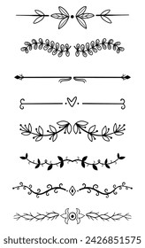 Collection hand drawn types of frame and dividers