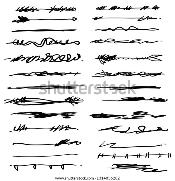 Collection of hand drawn
Underline Strokes in Marker Brush Doodle Style Various Shapes in
Lines vector