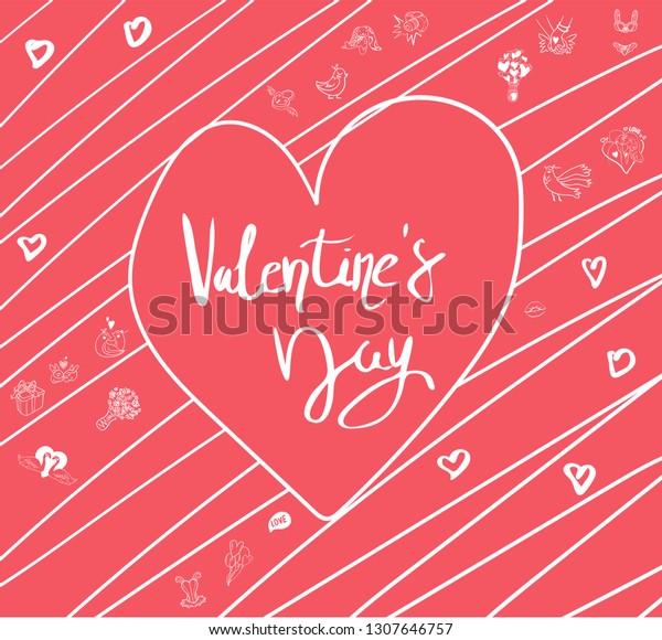 Collection Hand Drawn Valentine Day Doodle Stock Vector Royalty