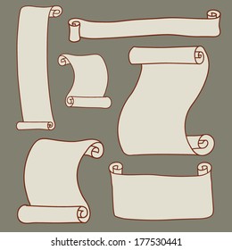 Collection of hand drawn vector ancient scrolls