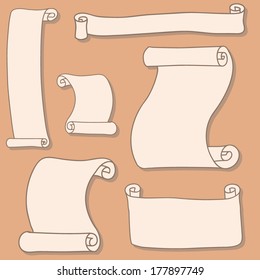 Collection of hand drawn vector ancient scrolls