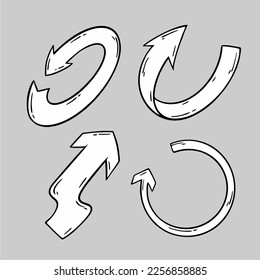 Colección de flecha vectorial dibujada a mano. Conjunto de iconos de doodle de alta calidad. Las flechas de sketch negro sobre fondo blanco.