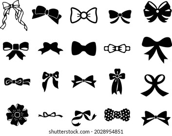 Collection of hand drawn vector bows and ribbons. Different types of bows. Perfect for invitations, greeting cards, posters, prints. Illustration in sketch style.
