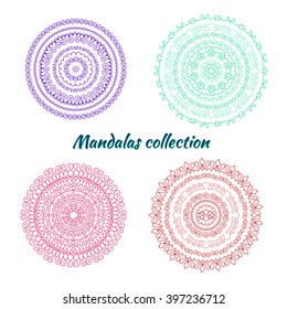 Collection of hand drawn vector colorful mandalas