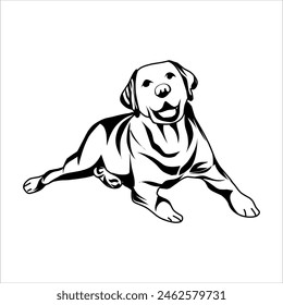 collection of hand drawn vector illustrations of cute dogs in various poses. isolated on white background. cute dog line art