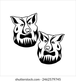 collection of hand drawn vector illustrations of cute dogs in various poses. isolated on white background. cute dog line art