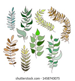 Collection of hand drawn vector leaves. Eps 10.