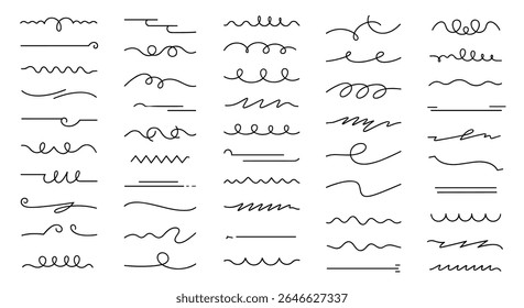 Collection of Hand Drawn Vector Line Borders Dividers Elements for Decoration or Design