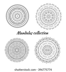 Collection of hand drawn vector mandalas