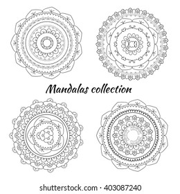 Collection of hand drawn vector mandalas