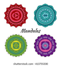 Collection of hand drawn vector mandalas