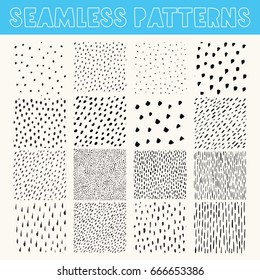 Collection of Hand Drawn vector textures. Natural seamless patterns for your greeting cards, covers, posters or everything where you may use discreetly decorative background.