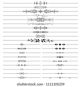 Collection of hand drawn vector vintage decorative dividers and frame decorations