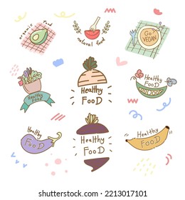 Collection of hand drawn vegetable illustrations isolated on white background.Flat cartoon style