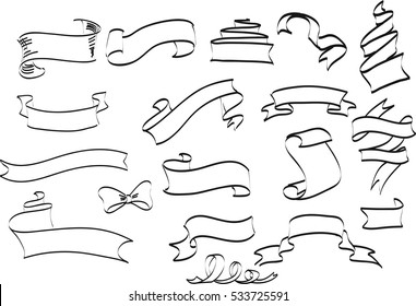 Collection of hand drawn vintage frame for text decoration in vector. The design of the banners of the site.  Sketchy ribbon banners 