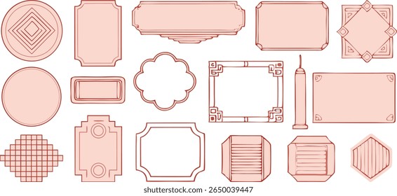 Collection of hand drawn vintage frames and borders