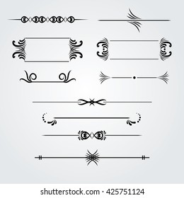 Collection of hand drawn vintage frames for text decoration in vector, decorative monograms for text