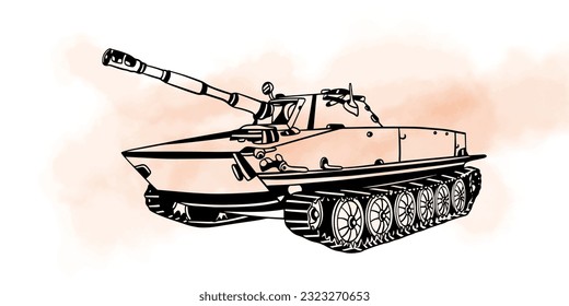 Collection of hand drawn war tanks, vector illustration in vintage engraving pen and ink style.Old fighting tank of World War II. vintage transportation of hand drawn ink drawing for art print, poster