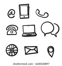 collection of hand drawn web symbol for web computer and mobile illustration isolated background