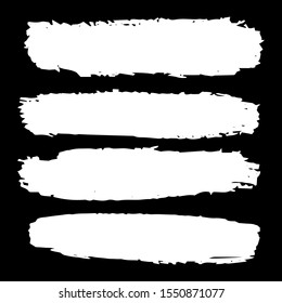Collection Of Hand Drawn White Brushed Banner. Sliver Grunge Style. Watercolor Background. Distress Wallpaper. Acrilyc Hard Grunge. Distress Brushes. Acrylic Paint. Batik Brush.