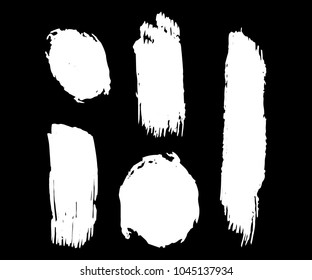 Collection of hand drawn white grunge brushes. Vector Grunge Brushes. Dirty Artistic Design Elements. Creative Design Elements, Banner. Black background with white stripes made with brush.