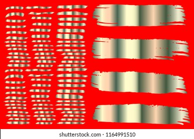 Collection of hand drawn white stripes grunge brushes. Vector Grunge Brushes. Dirty Artistic Design Elements. Creative Design Elements. Red background. Distress Frame, Logo, Banner, Wallpaper.