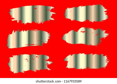 Collection of hand drawn white stripes grunge brushes. Vector Grunge Brushes. Dirty Artistic Design Elements. Creative Design Elements. Red background. Distress Frame, Logo, Banner, Wallpaper.