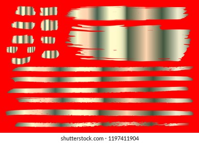 Collection of hand drawn white stripes grunge brushes. Vector Grunge Brushes. Dirty Artistic Design Elements. Creative Design Elements. Red background. Distress Frame, Logo, Banner, Wallpaper.