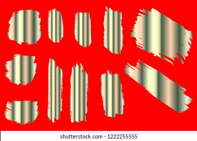 Collection of hand drawn white stripes grunge brushes. Vector Grunge Brushes. Dirty Artistic Design Elements. Creative Design Elements. Red background. Distress Frame, Logo, Banner, Wallpaper.