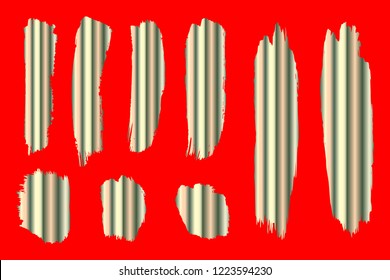 Collection of hand drawn white stripes grunge brushes. Vector Grunge Brushes. Dirty Artistic Design Elements. Creative Design Elements. Red background. Distress Frame, Logo, Banner, Wallpaper.