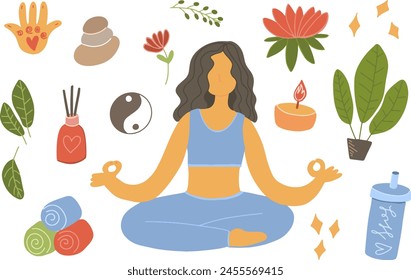 Collection of hand drawn yoga stickers