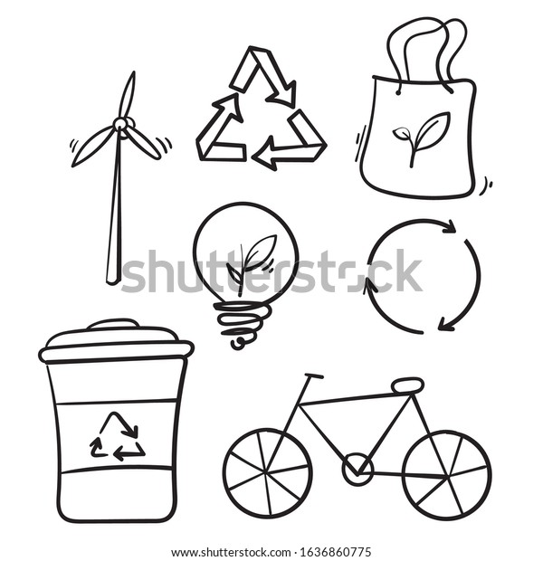 collection of hand drawn zero waste icon symbol\
illustration doodle\
