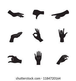 Collection of hand gesture icons. Vector art.