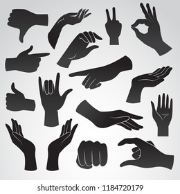 Collection of hand gesture icons. Vector art.