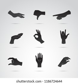 Collection of hand gesture icons. Vector art.