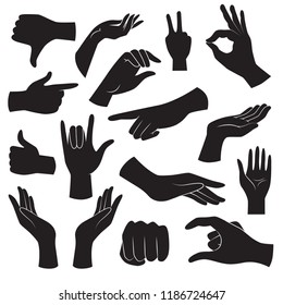 Collection of hand gesture icons. Vector art.