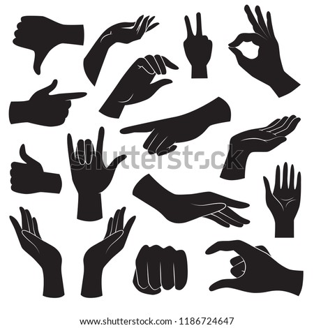 Collection of hand gesture icons. Vector art.