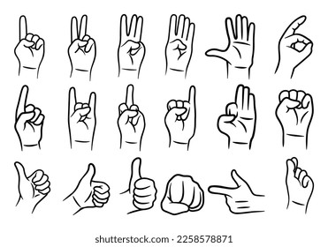 Collection of Hand Gesture Line Design Vectors