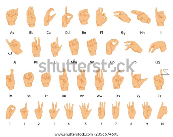 Collection Hand Gestures Deaf Dumb Alphabet Stock Vector (Royalty Free ...