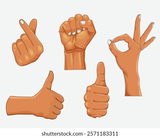 Collection of hand gestures. hands human set collection symbol vector illustration design