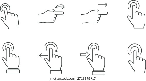 Coleção de ícones de gestos da mão para a interface do usuário