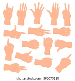 Collection of hand gestures isolated on white background