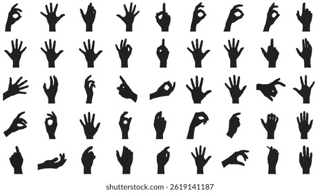  Collection of hand gestures silhouettes vector illustration design for graphic design and creative projects