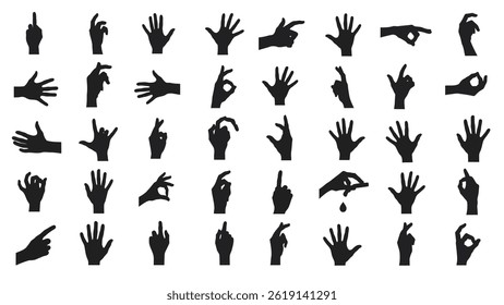 Collection of hand gestures silhouettes vector illustration design for graphic design and creative projects