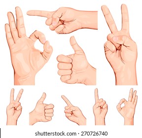 Collection of hand gestures.vector illustration.