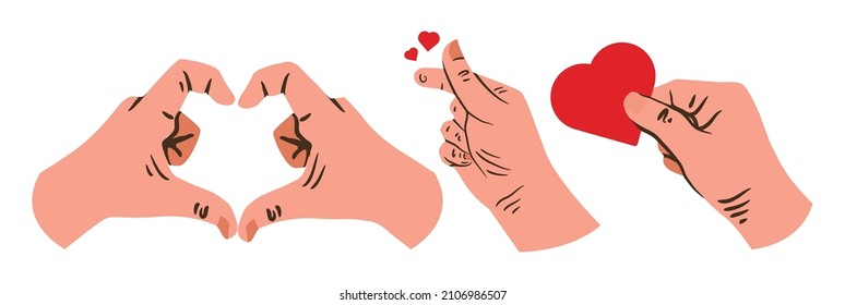 a collection of hand illustrations with the concept of love