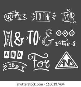 Collection of hand lettered ampersands and catchwords isolated on white background. Great vector design set for wedding invitations, save the date cards and other stationary type of design
