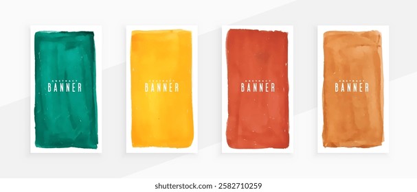 collection of hand painted watercolor texture rollup design vector