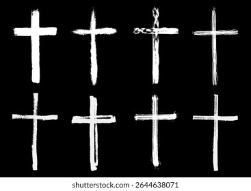 Sammlung von handgemalten weißen Grunge-Kreuz-Designs 